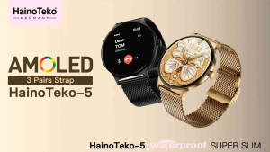 2025 SMARTWATCH GERMANY HAINOTEKO-5 SLIM AMOLED TAHAN AIR CALL BLUETOOTH PANTAU KESEHATAN & OLAHRAGA STRAPS 3PCS