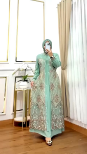 REALPICT COD DRESS KODE 057 BAHAN CERUTY  MIX TILE GARDEN PREMIUM  APLIKASI PAYET SULAM TERMURAH BEST SELLER TANGAN PERTAMA KONVEKSI / PRINTING /  PREMIUM GAMIS CASUAL GAMISPREMIUM