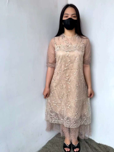 Dress Tulle Mutiara Kombi Tutu Gaun Pesta Kondangan Premium Dress Bridesmaid Kekinian Cella Zh