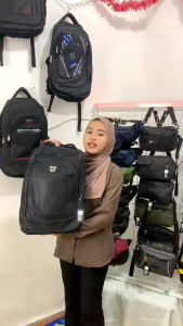 Ransel Tas Pungggung Laptop Pria PEGE Enzio Warna Hitam Model Polos - PG 14