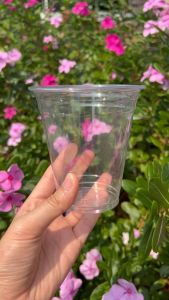 50 บรรเทาแก้วพลาสติก PET 14 oz ปาก 98 mm สามารถทรงสตาบัค รุ่นหนาพิเศษ (50 FP-14)