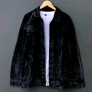 Jaket Jeans Pria Hitam Snow Black