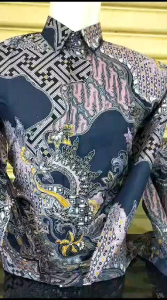 Batik Couple ayah dan anak laki laki katun solo lapis furing warna navy ungu