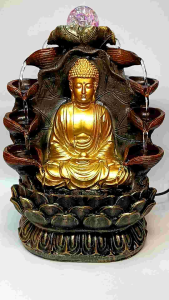 Water Fountain Thailand Buddha Table Water Fountain Waterwheel Crystal Ball Indoor Table Fountain Thai Buddha Table Fountain Lucky Charm Indoor Water Fountain with Crystal Ball and Waterwheel Table Fountain Lucky Charm Home Decor Fountain Lucky Charm Feng