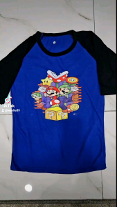 kaos anak-anak sablon dtf mario \ Kaos Raglan 3\4 Anak/kaos anak perempuan/kaos kekinian/kaos raglan anak-anak