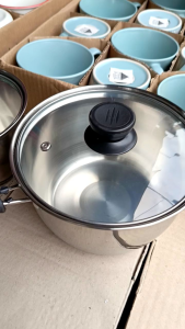 PANCI SUSU STENLESS steel 16cm & 18cm dengan tutup kaca Kitchenware Stainless