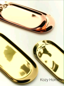 SG Stock Stainless Steel Trinket Tray Dish Gold Rose Gold Accessories Earrings Keys Rings Home Entrance Storage Car Decoration