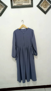 Alona midi dress wanita cringkel airflow busui tali samping size L XL