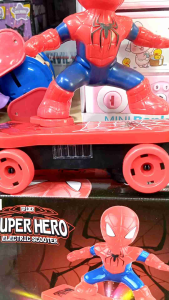 mainan anak spiderman skate board scooter stunt putar 360 derajat ada lampu