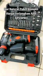 XAPR Rajanya Bor Cordless Brushless Driver 10mm Keyless Auto Lock Type AP24 Pro Series Fullset Accecoris 2 Baterai