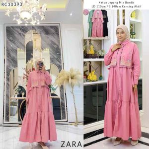 Gamis katun bunga bordir zara