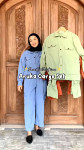 RATI - Aruka Cargo Set by Mumufashion Solo Setelan Cargo Knit Jumbo Ld125 Terbaru Kewkinian VIrall Terlaris Termurah