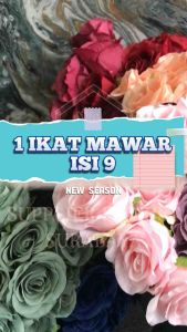 [1 IKAT ISI 9] ARTIFICIAL ROSES BUNGA PALSU MAWAR SINGLE STALK ROSE BUNGA HIASAN RUANG TAMU VAS VASE LIVING ROOM TABLE DECORATION DEKORASI PERNIKAHAN PERKAWINAN WEDDING FLOWER ARRANGEMENT WEDDING BOUQUET BUKET BUNGA BUNGA TANGAN A BUNDLE  BUNCH OF FLOWER