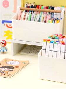 [SG stocks] Premium plastic desktop storage organizer multi-purpose tabletop container for home and office use
