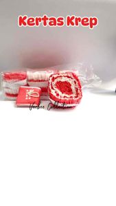 Kertas Krep panjang renda ulir kotak. Hiasan Merah putih. Dekorasi ulang tahun. Kertas hias