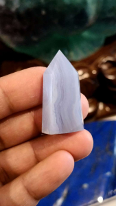 👑 หินบลูเลส อาเกต ทาวเวอร์ สีหวาน มีลวดลายเป็นชั้นๆ สวยๆ สำหรับตั้งโชว์ / 12.5 กรัม 🌈