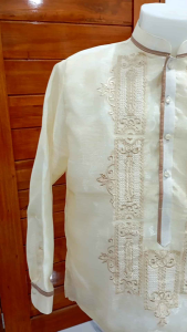 Barong Chinese Collar with mocha lining (assorted burda)