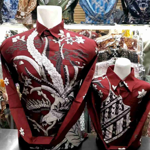 Batik  Couple Ayah dan Anak Katun Solo Premium Maroon