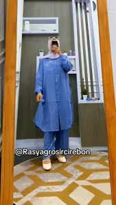 Setelan Wanita Nyaman: Rayon Twill Setcel Long Tunik