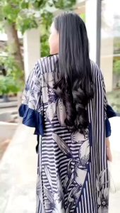DRESS WANITA TERBARU DASTER KEKINIAN BIYANKA MODEL KERAH V FUJI LD 110CM PJG 130CM