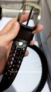 Ikat Pinggang Pria Gesper Jarum Model Kepang Anyam Kulit 3.5 Cm