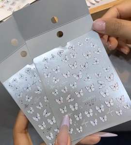 Nail Art Sticker Tomoni Aurora Diamond Butterfly Sticker Ultrathin Butterfly Pelekat kuku l2nail 蝴蝶美甲贴纸ins春夏5D立体晶钻贴纸