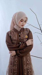 Gamis Pengantin Muslimah Kombinasi & Maxi Dress Wanita Bunga Bordir