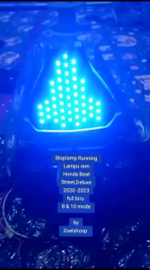Stoplamp running Beat New Deluxe Street warna Biru 10 mode Auto sudah PNP