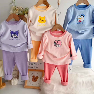 Kid Disney Long sleeve Kuromi pajamas sleepwear 儿童新款库洛米德绒长袖睡衣套装