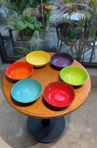 Bộ 4 chiếc đĩa sâu lòng 18cm - cao 5cm - 580ml cầu vồng Le creuseet 4 màu MÀU ĐẬM: Dùng được máy rửa bát lò vi sóng