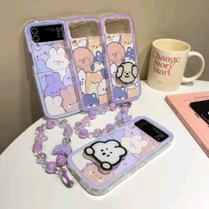 (CÓ SẴN)Ốp samsung Zflip5 - Zflip3 - Z Flip4 - Z Flip5 - Z FLIP 3 - Z Flip3 - Zflip4 - Z Flip 4  thỏ kèm socpoke dây đeo hạt siêu dễ thương