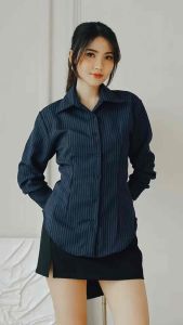 Kemeja Fitted Blouse Wanita Lengan Panjang