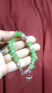 St. Benedict Apple Green Crystal Rosary Bracelet with a free Boxes