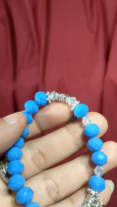 St. Benedict Ocean Blue Crystal Rosary Bracelet with free Boxes