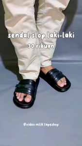Sandal CQ EH69A-H All Black Slip On Dewasa Terbaru Kekinian - Karet Wanita/Pria Sendal Hitam