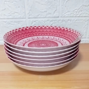 SET FOR 6 PIECES CERAMIC BOHO RED FRUIT PLATE SIZE 8 INCHES