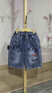 Quần Jean Lửng Quần Bò Lửng Cho Bé Trai Từ 22-50Kg In Chữ Vải Jean Co Giãn Cho Bé Mặc Đi Học Đi Chơi