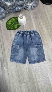 Quần Jean Lửng Túi Hộp Co Giãn Cho Bé Trai Từ 22-50Kg Jean Xanh Cho Bé Đi Học Đi Chơi