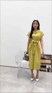 DS1945 Wizzy Linen Dress | Dress Linen Midi Busui