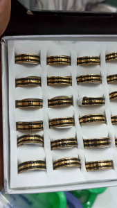 CINCIN TITANIUM MOTIF GARIS HITAM DAN KUNING