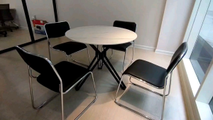 Alexia sintered stone tabletops black tubular steel post multipurpose table. Only Available in Klang Valley. Installation Included.