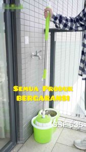 Pel Lantai Putar Pembersih Lantai Otomatis Magic Mop Set Ember Tongkat Kain Pel GSF 533