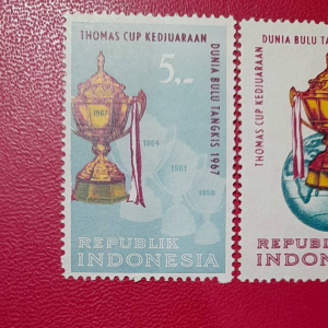 Prangko Indonesia Kuno 2 Pcs Seri Thomas Cup Tahun 1967 UN USED
