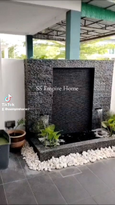 Feng Shui W12 Fiberglass 6x3x5.5 Wall Water Pond Kolam Air Garden Water Feature 风水流水喷泉瀑布池 Fish Outdoor Waterfall B