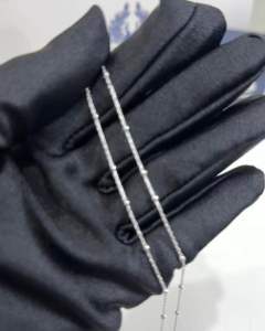 เงินแท้ 925/ สร้อยคอเงินแท้ ลายโซ่จิ๋วคั่นบอล หนา 1 มิล |  NS1S0006