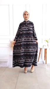 Gamis Corla 445 Motif Bunga Premium Crinkle Busui Friendly