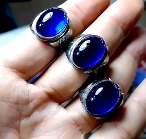 Cincin Keristal Kualitas Termewah: Cincin Batu Permata King Safir Ikat Stainless Siap Pakai