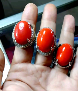 Cincin Batu Akik Marjan Siap Pakai Dimensi 18x25