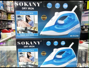 DRY IRON SK-YD-2103 EASIER AND FASTER WATER SPRAY LARGE PANEL 1000W (SOKANY) HIGH QUALITY IRON PERFECTCARE IRON Heavy DESIGNED.