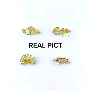 Set Bros Elegan Motif Floral dengan Hiasan Mutiara dan Kristal Kuarsa - Aksesoris Fashion Wanita